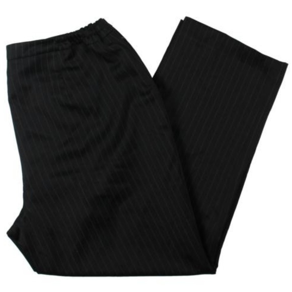 Le Suit Black Pants Pinstriped Elastic Back -23 - Picture 2 of 5